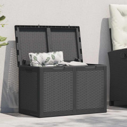Caixa de arrumação para jardim 180 l vime PP preto