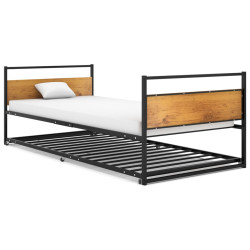 Estrutura de cama de puxar 90x200 cm metal preto