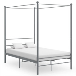 Estrutura de cama com dossel 140x200 cm metal cinzento