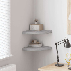 Prateleiras canto parede 2 pcs 35x35x3,8cm MDF cinzento cimento