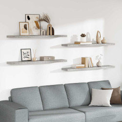Prateleiras de parede 4 pcs 120x23,5x3,8cm MDF cinzento-cimento
