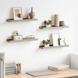 Prateleiras de parede 4 pcs 40x9x3 cm cinzento