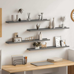 Prateleiras de parede 4 pcs 80x9x3 cm cinzento