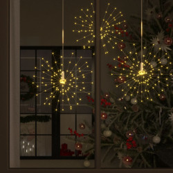 Iluminação fogo de artifício ext. branco quente 140 leds 20 cm