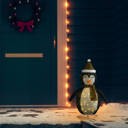 Pinguim de natal decorativo com luz LED tecido de luxo 60 cm