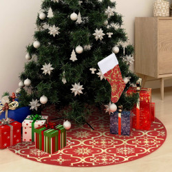 Saia de árvore de natal de luxo com meia vermelha 122 cm tecido