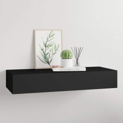 Prateleira de parede com gaveta MDF 60x23,5x10 cm preto