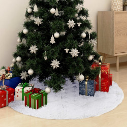 Saia de árvore de natal de luxo branca 150 cm pele sintética