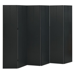 Divisória/biombo com 6 painéis aço 240x180 cm preto