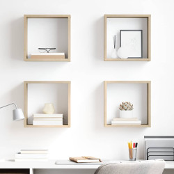 Prateleiras de parede em forma de cubo 4 pcs 30x15x30cm sonoma
