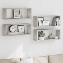 Prateleiras parede forma de cubo 4 pcs 60x15x23cm cinza cimento