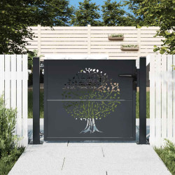 Portão de jardim antracite 100x100 cm aço design árvore