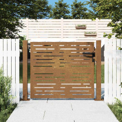 Portão de jardim 100x100 cm em aço corten com design quadrado