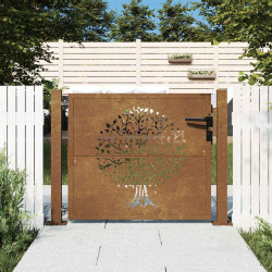 Portão de jardim 100x75 cm em aço corten com design de árvore