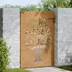 Portão de jardim 85x150 cm aço corten design árvore