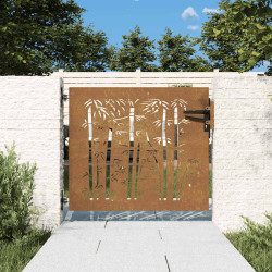 Portão de jardim 85x75 cm aço corten design bambu