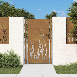 Portão de jardim 100x175 cm aço corten design erva