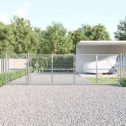 Portão de jardim em tela metálica cor prata 500x125 cm aço galvanizado.