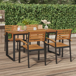 Mesa jardim c/ pernas em forma de u 160x80x75 cm acácia maciça