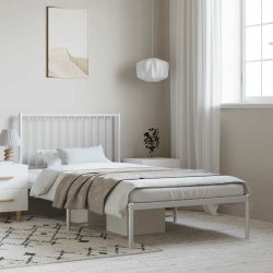 Estrutura de cama com cabeceira 100x200 cm metal branco