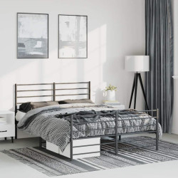 Estrutura de cama com cabeceira e pés 135x190 cm metal preto
