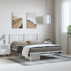 Estrutura de cama com cabeceira 135x190 cm metal branco
