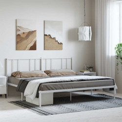 Estrutura de cama com cabeceira 193x203 cm metal branco