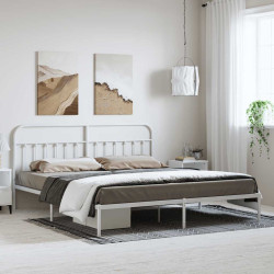 Estrutura de cama com cabeceira 193x203 cm metal branco