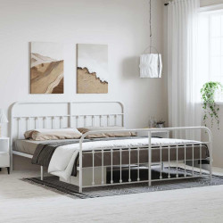 Estrutura de cama com cabeceira e pés 183x213 cm metal branco
