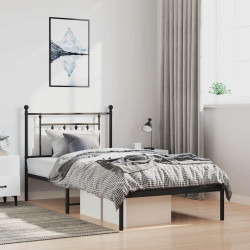 Estrutura de cama com cabeceira 100x190 cm metal preto