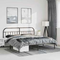 Estrutura de cama com cabeceira 183x213 cm metal preto
