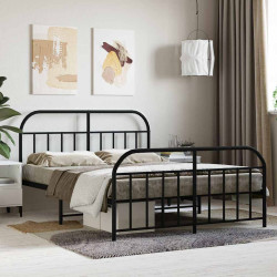 Estrutura de cama com cabeceira e pés 140x200 cm metal preto