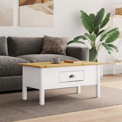 Mesa de centro bodo 100x55x46 cm pinho maciço branco/castanho