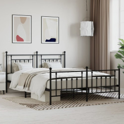 Estrutura de cama sem colchão com pés 180x200 cm preto