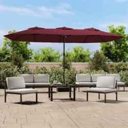 Guarda-sol de jardim com cabeça dupla 449x265 cm bordô