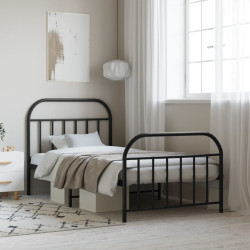 Estrutura de cama com cabeceira e pés 107x203 cm metal preto
