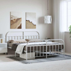 Estrutura de cama com cabeceira e pés 183x213 cm metal branco