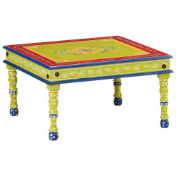 Mesa de centro pintada à mão mangueira maciça verde