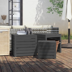3 Pcs conjunto de caixas de jardim pinho maciço cinzento