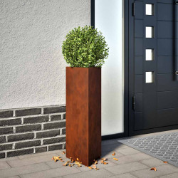Vaso/floreira de jardim 30x26x75 cm aço corten