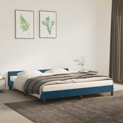 Estrutura de cama sem colchão 160x200 cm veludo azul-escuro