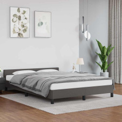 Estrutura cama c/ cabeceira sem colchão 140x190 cm cinzento