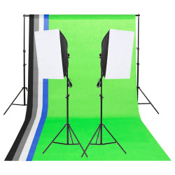 Kit de iluminação para estúdio com fundos e softboxes