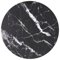 Tampo mesa ø70x0,8 cm vidro temperado design mármore preto