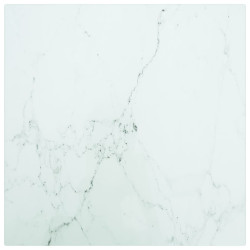 Tampo mesa 30x30 cm 6 mm vidro temperado design mármore branco
