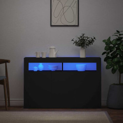 Aparador com luzes LED 115,5x30x75 cm preto