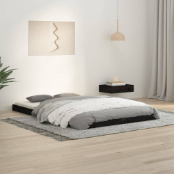 Estrutura cama de casal pequena 120x190 cm pinho maciço preto