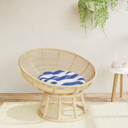 Almofadão redondo ø 60 x11 cm tecido oxford riscas azul/branco