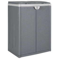 Caixote do lixo com 2 portas 65x45x88 cm PP cinzento