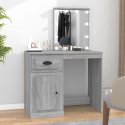 Toucador com leds 90x50x132,5 cm derivados madeira cinza sonoma